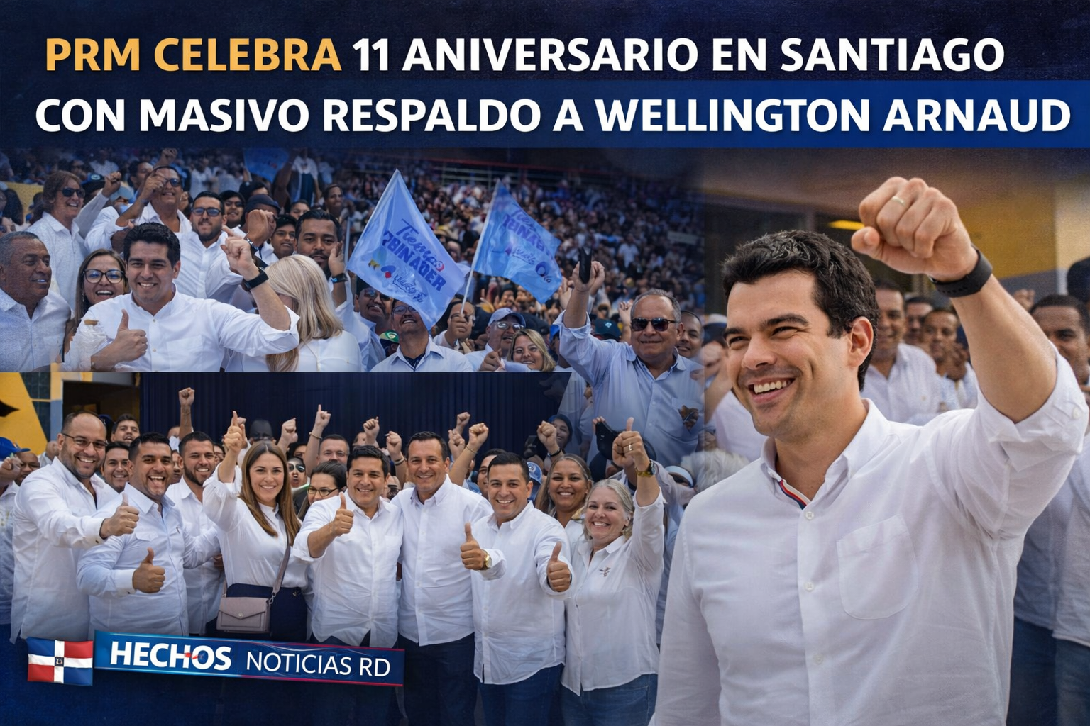 PRM recibe con entusiasmo a Wellington Arnaud en la celebración del 11 aniversario en Santiago.