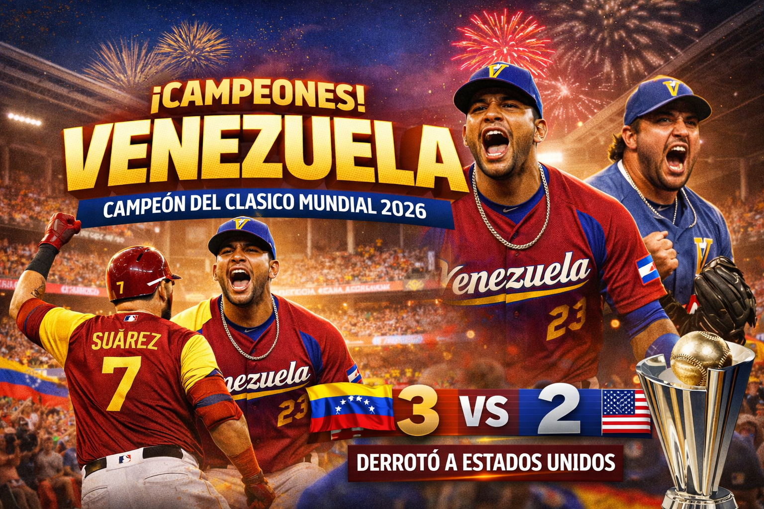 Venezuela vence a Estados Unidos y conquista su primer Clásico Mundial de Béisbol