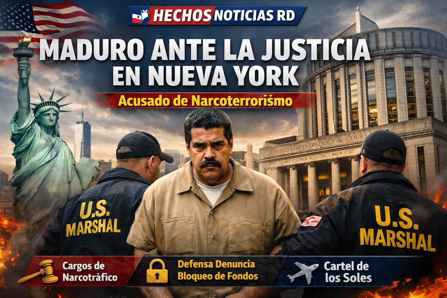 Maduro comparece nuevamente ante tribunal de Nueva York por cargos de narcoterrorismo