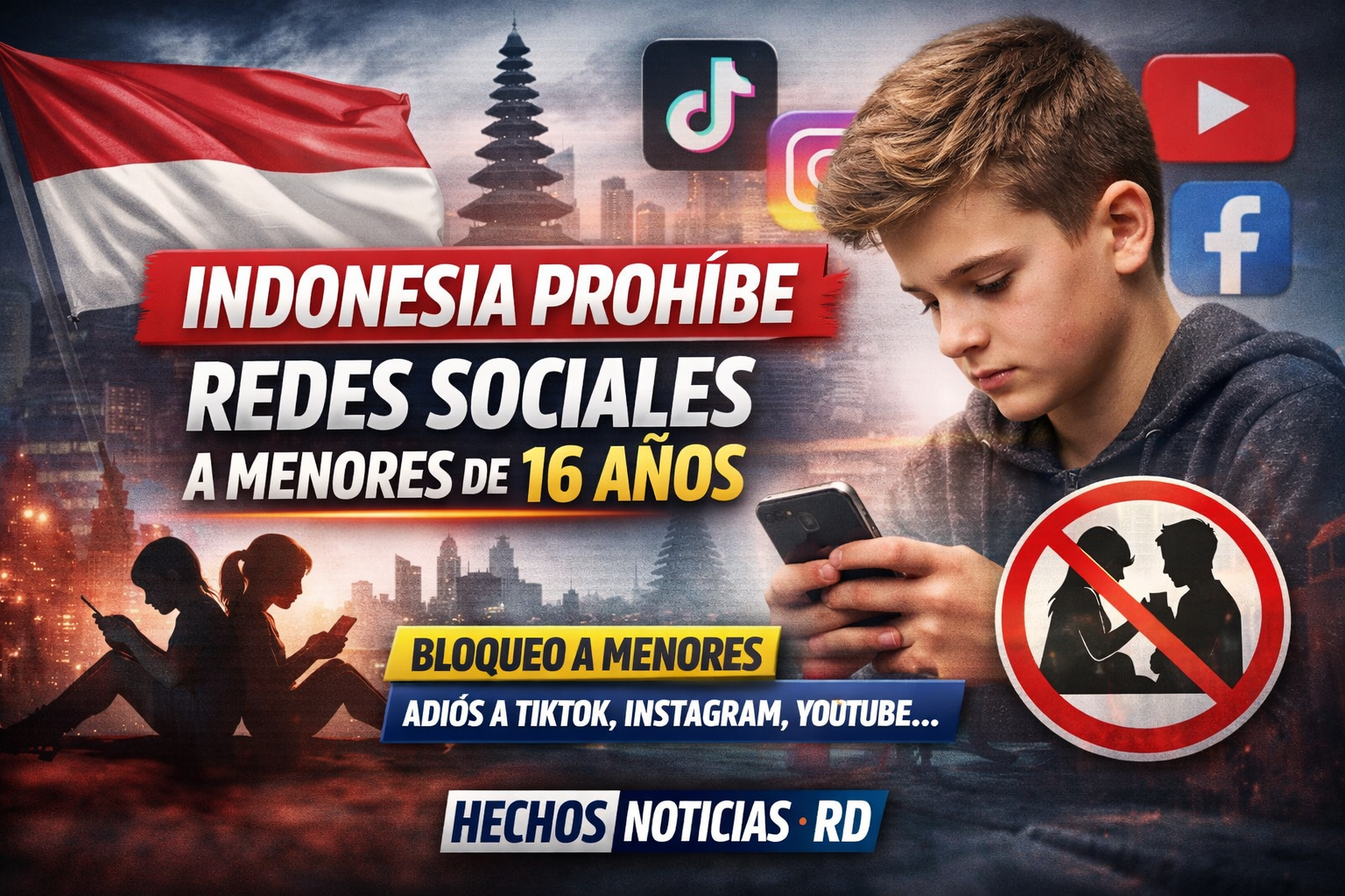 Indonesia prohíbe redes sociales a menores de 16 años en una medida histórica