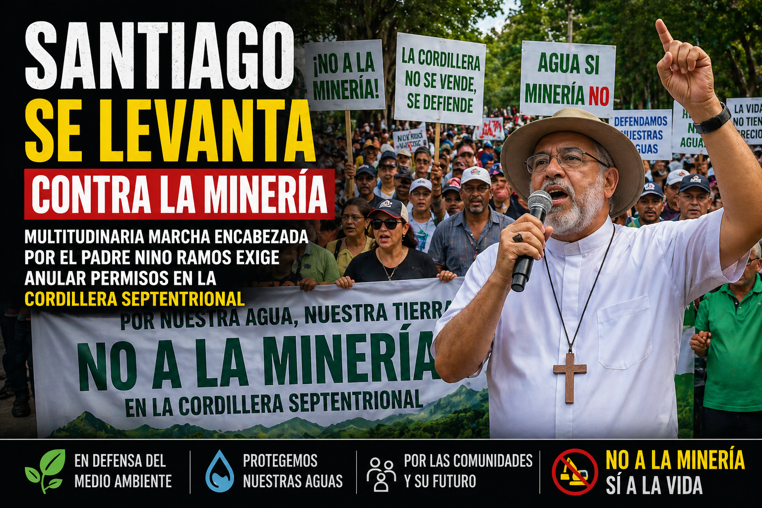 Campesinos y Activistas Marchan en Santiago Contra Exploración Minera en la Cordillera Septentrional