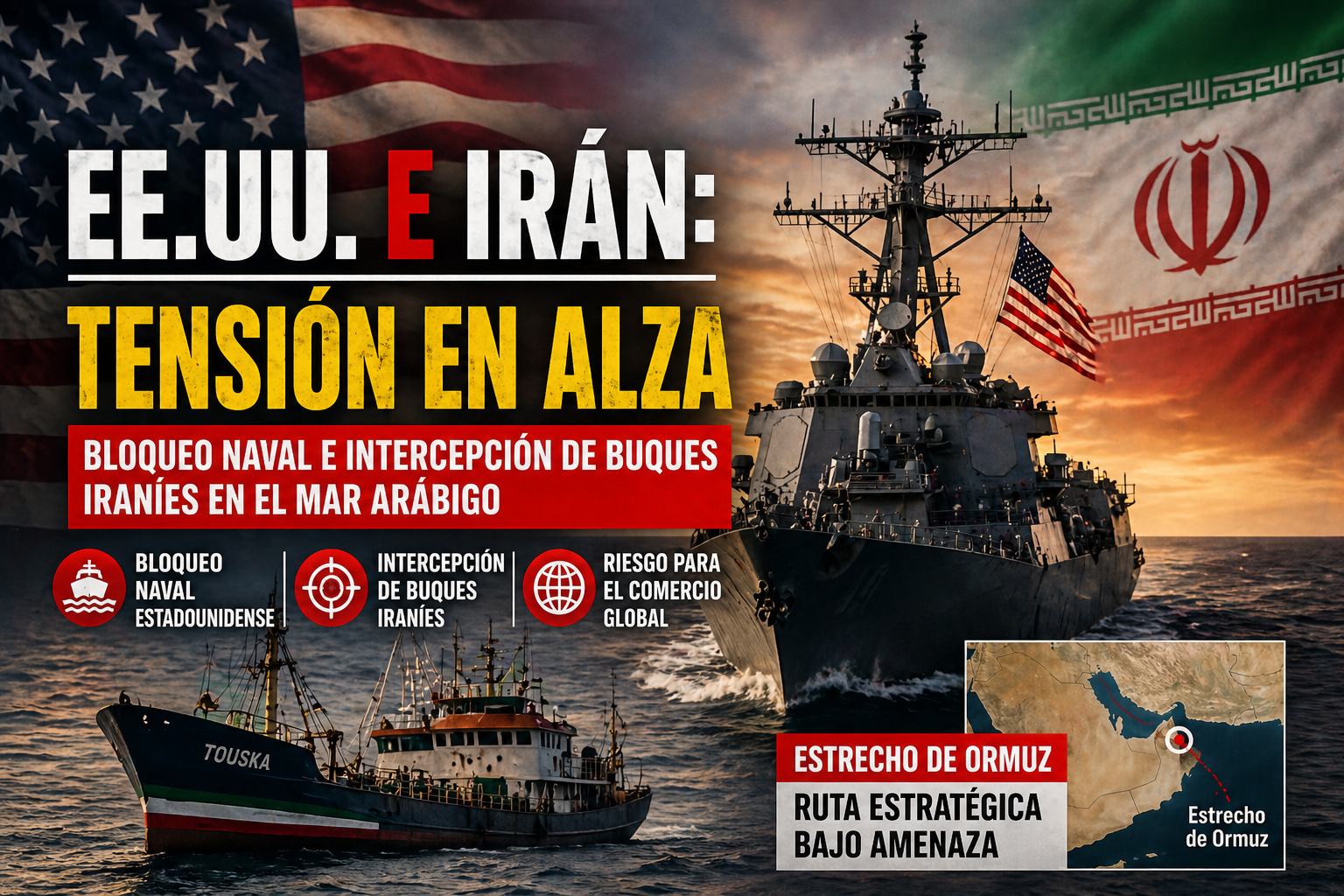 Tensión Global: EE.UU. Intensifica Bloqueo Naval a Irán e Intercepta Buques en el Mar Arábigo