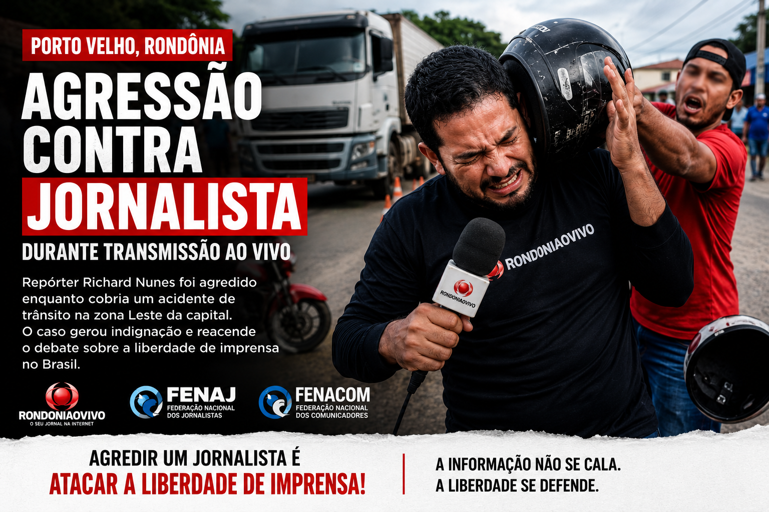Repudiam agressão contra jornalista durante transmissão ao vivo em Porto Velho