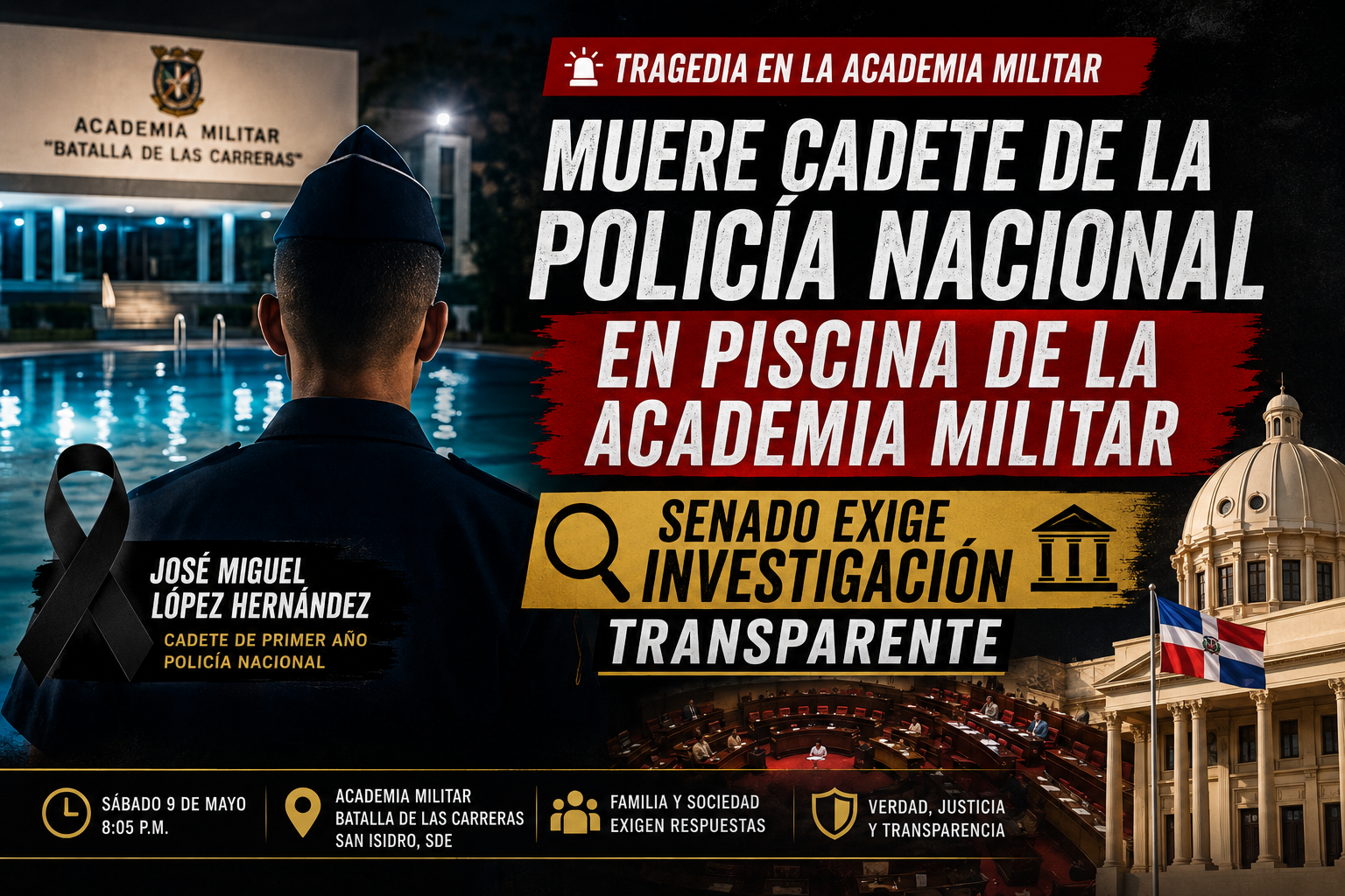 Senado exige investigación transparente en muerte de cadete de la policía nacional en piscina de la academia militar