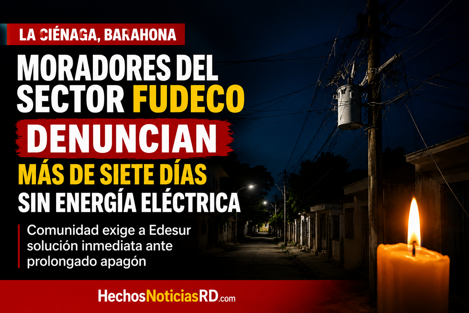 Moradores de Fudeco en La Ciénaga denuncian más de siete días sin energía eléctrica
