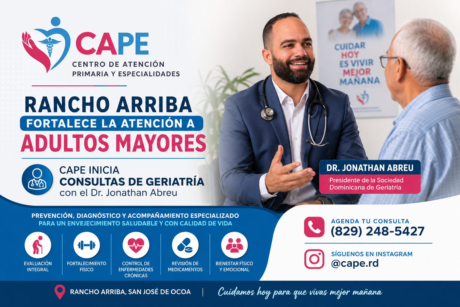CAPE abre consultas de geriatría en Rancho Arriba para mejorar la calidad de vida de los adultos mayores