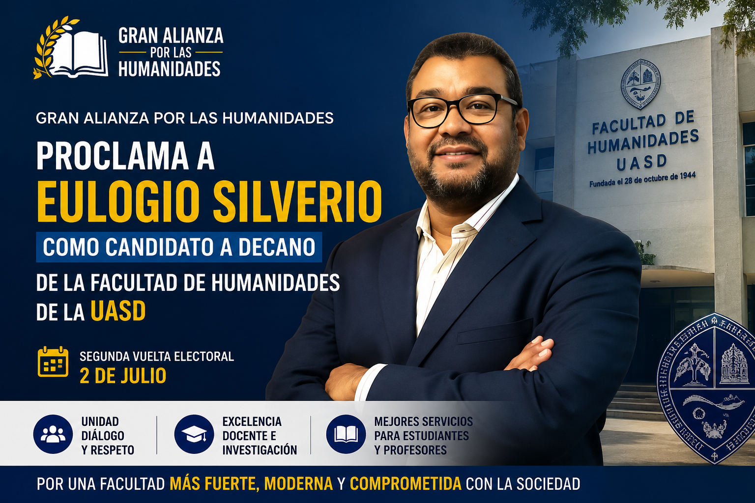 Gran Alianza por las Humanidades proclama a Eulogio Silverio como candidato a decano de Humanidades de la UASD